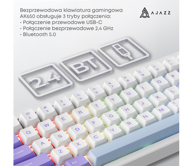 Ajazz AK650 Dream Weaver Switch Purple White Blue RGB z ekanem - 1536354 - zdjęcie 8